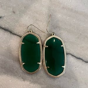 Kendra Scott Elle Gold Drop Earrings Green